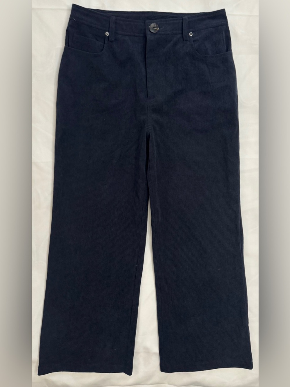 7 For All Mankind Navy Corduroy Wide-Leg Pants Ankle Cropped Size Small EUC